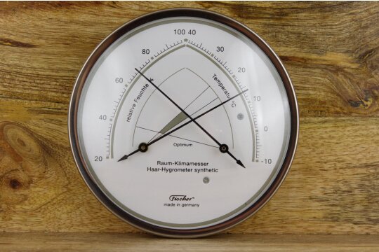 Raum-Klimamesser Edelstahl  Haar-Hygrometer synthetic